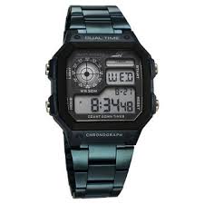 Sonata Hexa Digital Black Dial Blue Color Stainless Steel Strap Watch For Unisex